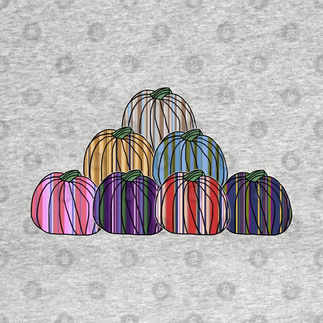 Colored Stripes Pumpkin Pile by ellenhenryart